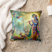 ヒンドゥー教の神クリシュナの枕とオムのデザイン クッション (ブランケット)