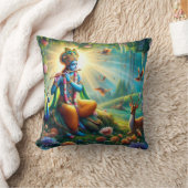 ヒンドゥー教の神クリシュナ枕とオムデザイン背面 クッション (ブランケット)