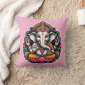 ヒンドゥー教の神ゲネシュ/オムデザイン付きゲネシャ枕 クッション (ブランケット)