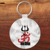 ヒンドゥー教の神シヴァ・オム・ナマ・シヴァイとトライデント・オム キーホルダー (正面)