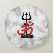 ヒンドゥー教の神シヴァ・オム・ナマ・シヴァイとトライデント・オム ラウンドクッション (裏面)