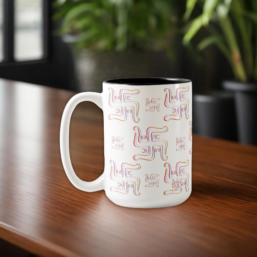 ヒンドゥー教の神聖なシンボルスワスティカ ツートーンマグカップ