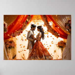 ヒンドゥー教の結婚インディアンの油絵 ポスター