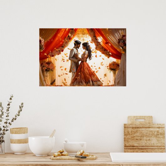 ヒンドゥー教の結婚インディアンの油絵 ポスター (キッチン)