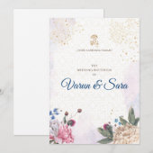 ヒンドゥー教の結婚式の招待状 & インドの招待状 招待状 (正面/裏面)