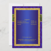 ヒンドゥー教ガネッシュブルー、金ゴールド孔雀ウェディングアクト 招待状 (裏面)