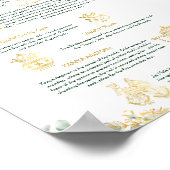 ヒンドゥー教結婚の儀式プログラム緑の金ゴールドテンプレート ポスター (角)