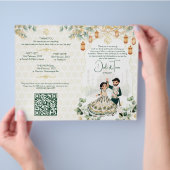 ヒンドゥー教結婚の儀式プログラム緑の金ゴールド チラシ (手)