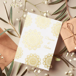 ヒンドゥー金ゴールド結婚マンダラ 箔招待状