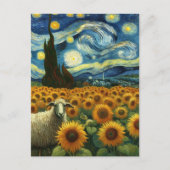 ヒンドフラワーフィールドのヒツジAバンフェイクゴッホ ポストカード (正面)