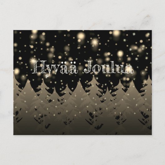 ヒヴァジュルア金ゴールド星空の夜雪の木 ポストカード (正面)