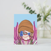 ヒーおもしろいザー畑にトウモロコシの花を持つ少女 ポストカード (スタンド正面)
