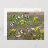 ヒースと白い黄色の花の誕生日ポストカード ポストカード (正面/裏面)