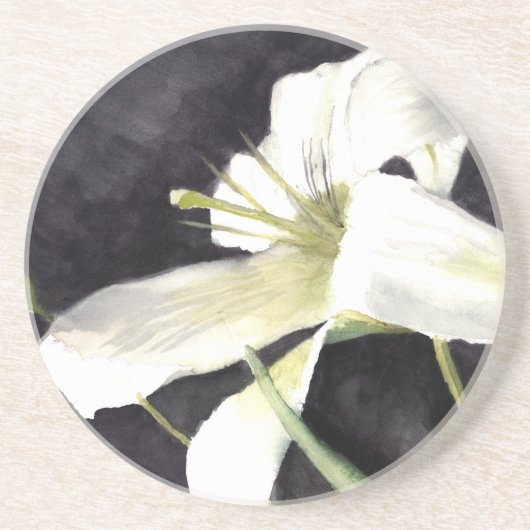 "ヒースによる芸術"による水彩画ユリ コースター (正面)