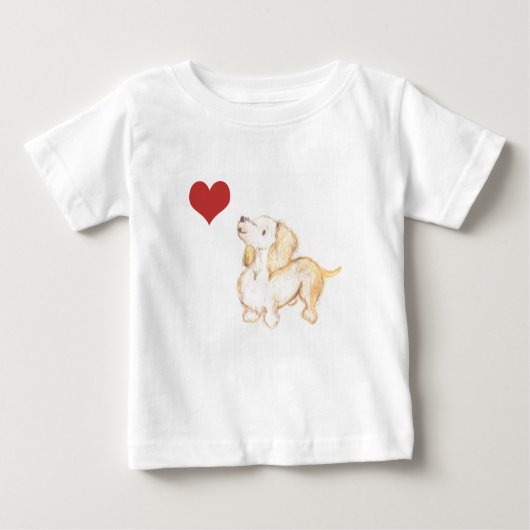 "ヒースによる芸術"愛ダックスフントの子供のTシャツ ベビーTシャツ (正面)