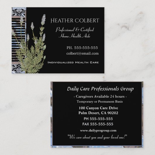 ヒースのプロフェッショナルを信頼している介護者 名刺 (正面/裏面)