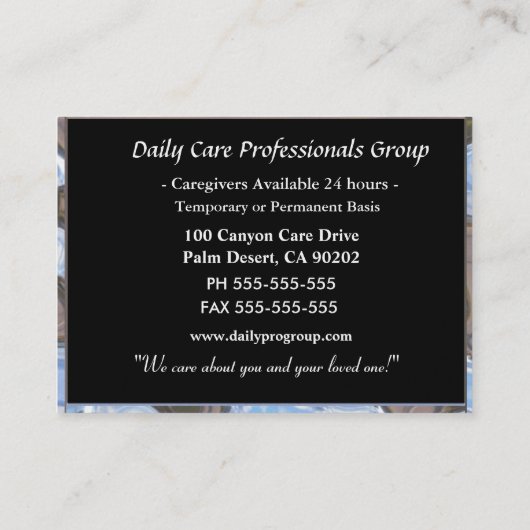 ヒースのプロフェッショナルを信頼している介護者 名刺 (裏面)