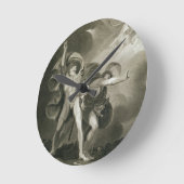 ヒースのマクベス、Banquoおよび3人の魔法使い ラウンド壁時計 (傾斜)