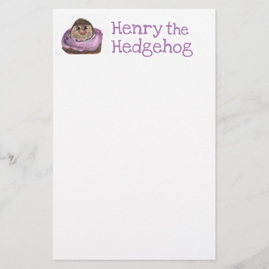 ヒースヘンリーによる芸術静止したハリネズミ 便箋 (正面)