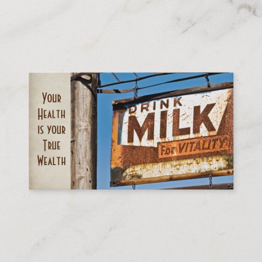 ヒース食品事業のレトロさびたミルクの看板 名刺 (正面)