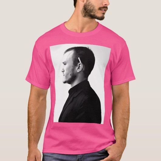 ヒース・レジャー白黒の俳優 Tシャツ (正面)