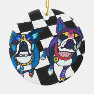 ヒースGallerによるボストンテリア セラミックオーナメント