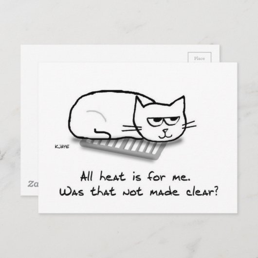 ヒーター換気口の猫 - 面白い猫のギフト ポストカード (正面/裏面)