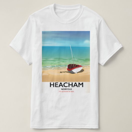 ヒーチャム ノーフォーク州 ビンテージ 海辺 ポスター Tシャツ (デザイン正面)