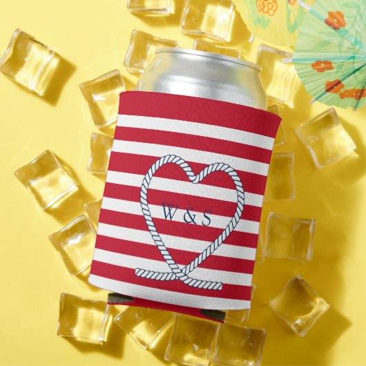 ヒートモノグラム航海のレッドホワイトストライプカップル 缶クーラー (インサイチュ 夏)
