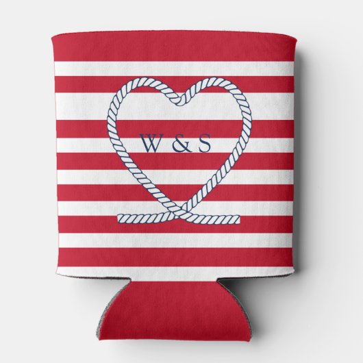 ヒートモノグラム航海のレッドホワイトストライプカップル 缶クーラー (裏面)