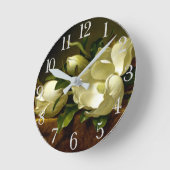 ヒードマグノリアフラワー金ゴールドベルベットウォールクロック ラウンド壁時計 (傾斜)