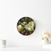 ヒードマグノリアフラワー金ゴールドベルベットウォールクロック ラウンド壁時計 (ホーム)