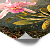 ヒード – カットレヤ・オーキッドと3羽のハミングバード ポスター (角)