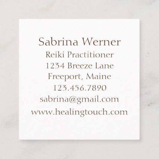 ヒーラーズハンド先住民アメリカンシンボル スクエア名刺 (裏面)