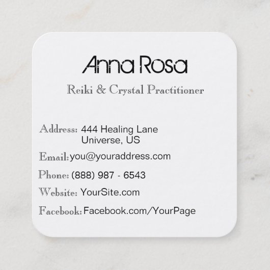 *～*ヒーラーニューエイジ霊気Crystal Yoga霊気マスター スクエア名刺 (裏面)