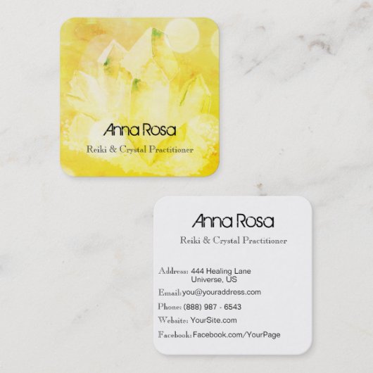 *~*ヒーラーニューエイジ霊気Crystal Yoga霊気マスター スクエア名刺 (正面/裏面)