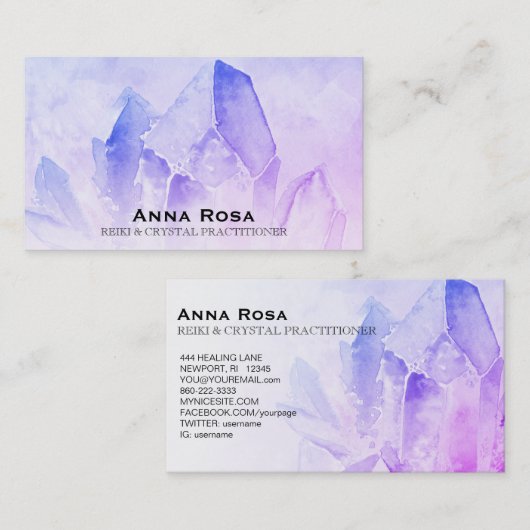 ～ヒーラーマッサージ霊気アメジストクリスタルヨガ 名刺 (正面/裏面)