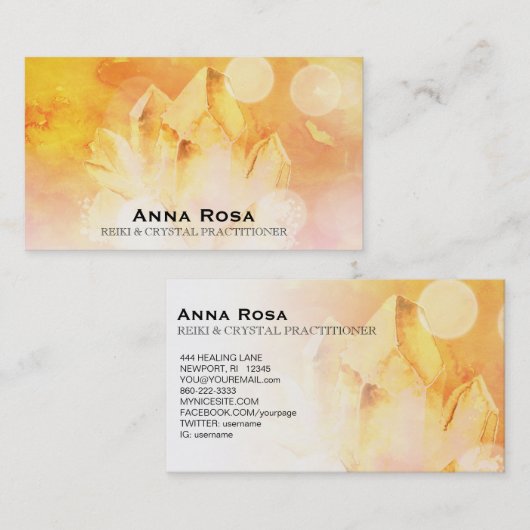 ~ヒーラーマッサージ霊気シトリンクリスタルヨガ 名刺 (正面/裏面)