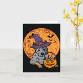 ヒーラー魔女帽子月ジャックオランタン ハロウィン カード (黄色い花)
