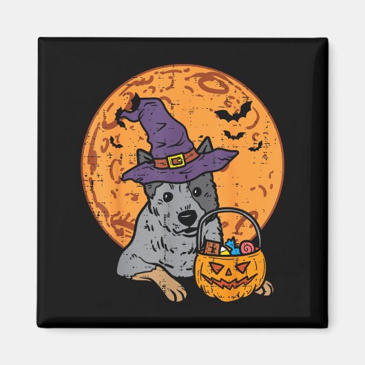 ヒーラー魔女帽子月ジャックオランタン ハロウィン マグネット (正面)