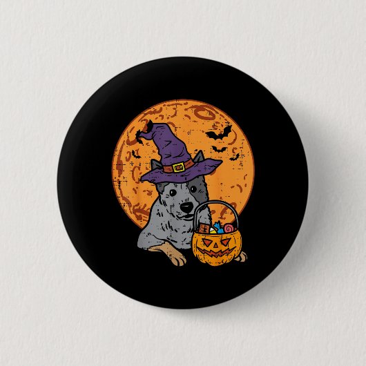 ヒーラー魔女帽子月ジャックオランタン ハロウィン 缶バッジ (正面)