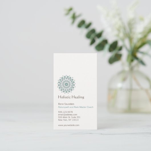ヒーリングアーツと自然治癒サークルロゴ 名刺 (スタンド正面)