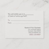 ヒーリングアーツマッサージセラピストギフト券 割引カード (裏面)