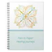 ヒーリングエレガントジャーニー金ゴールドマンダラフラワー ノートブック (正面)
