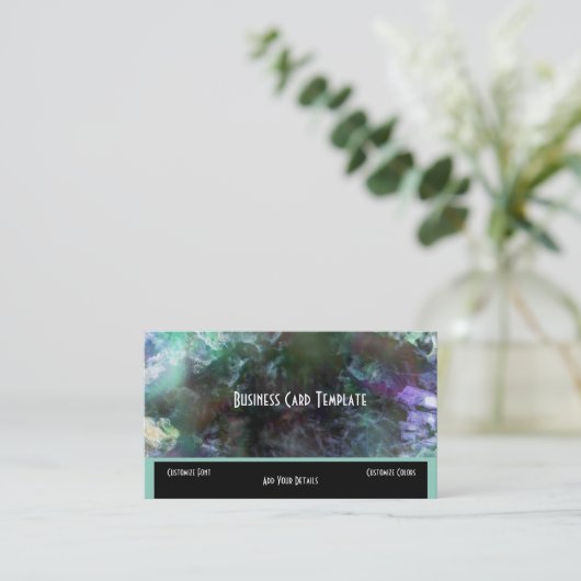 ヒーリングクリスタルカラーズティール（緑がかった色）アメジスト 名刺 (スタンド正面)