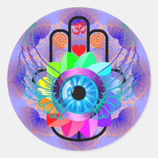 ヒーリングハムサのステッカー ラウンドシール (正面)