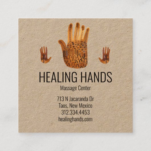 ヒーリングハンズウォーターカラーボホ スクエア名刺 (裏面)