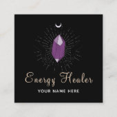 ヒーリングハンズパープルダイアモンドモダンブエレガントラック スクエア名刺 (正面)