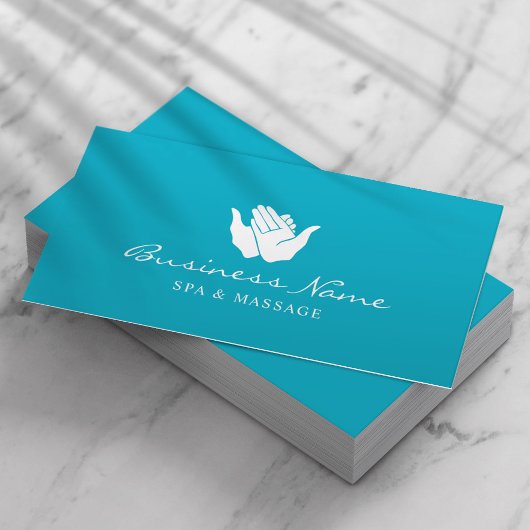 ヒーリングハンズマッサージセラピーウェルネススパティール（緑がかった色） 名刺