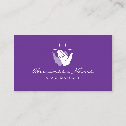 ヒーリングハンズマッサージセラピーウェルネススパパープル 名刺 (正面)